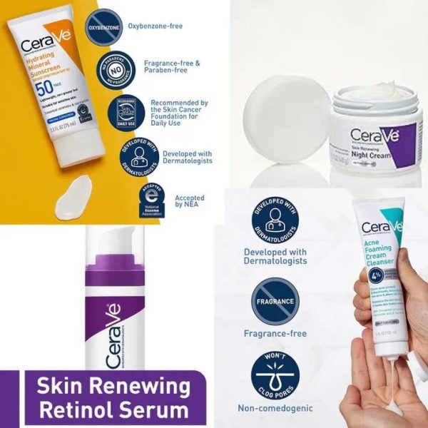CeraVe 4-In-1 Skincare Kit – Cleanser, Serum, Night Cream & Sunblock For Healthy, Radiant Skin